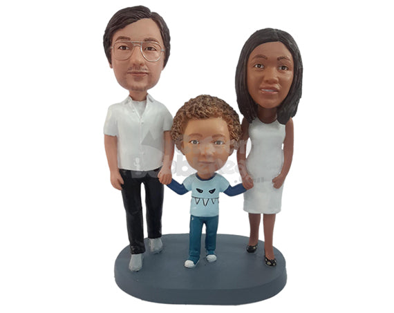 Custom Bobblehead Nice family of three wearing casual clothes - Parents & Kids Mom, Dad & Kids Personalized Bobblehead & Action Figure Custom Bobblehead Nice family of three wearing casual clothes - Parents & Kids Mom, Dad & Kids Personalized Bobblehead & Action Figure